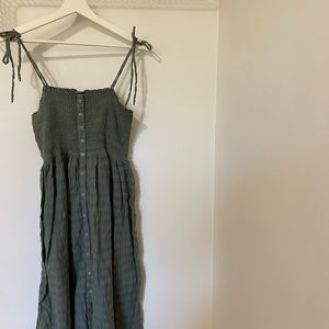 Green Tie-Up Midi-Maxi Dress